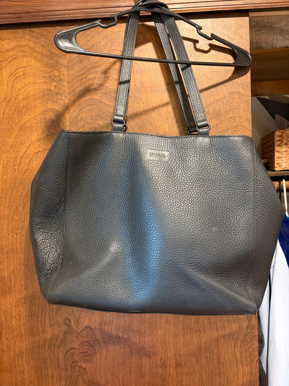 Dagne Dover Black Pebbled Leather Tote